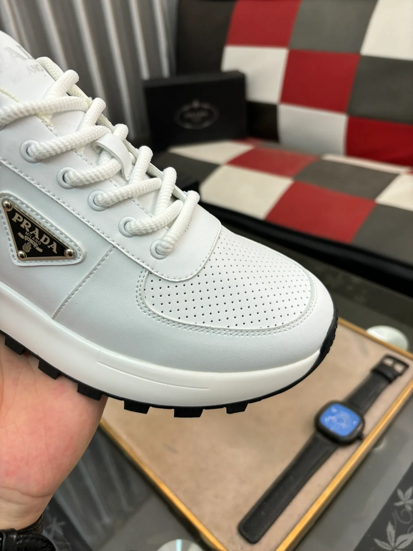 Men's shoes 💰440⌚️⌚️【PRADA】Prada Hong Kong counter casual shoes, counter quality, high-quality workmanship, uppers made of imported breathable fly mesh fabric, comfortable and breathable lining, original air cushion elastic outsole, casual fashion, high-end quality, size: 38-442️⃣Colors available